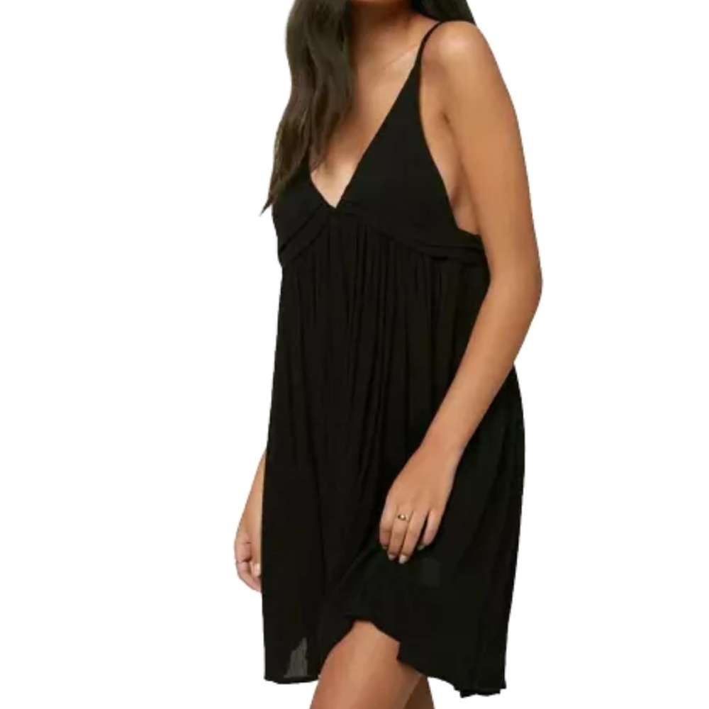 O'NEILL BLACK Saltwater Solids Tank Dress Swim Cover-up, US X-Small
